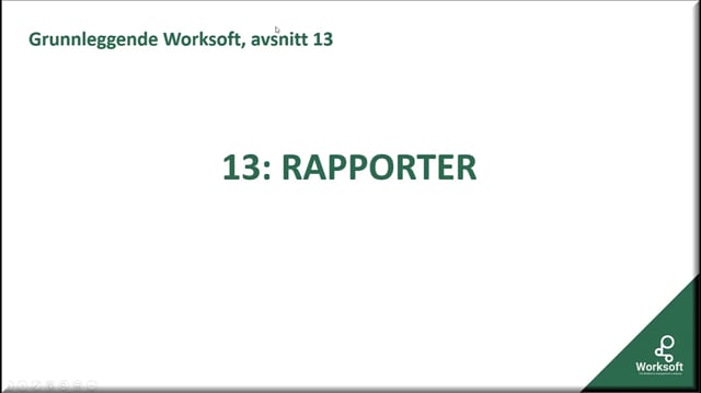 13: Rapporter i Worksoft