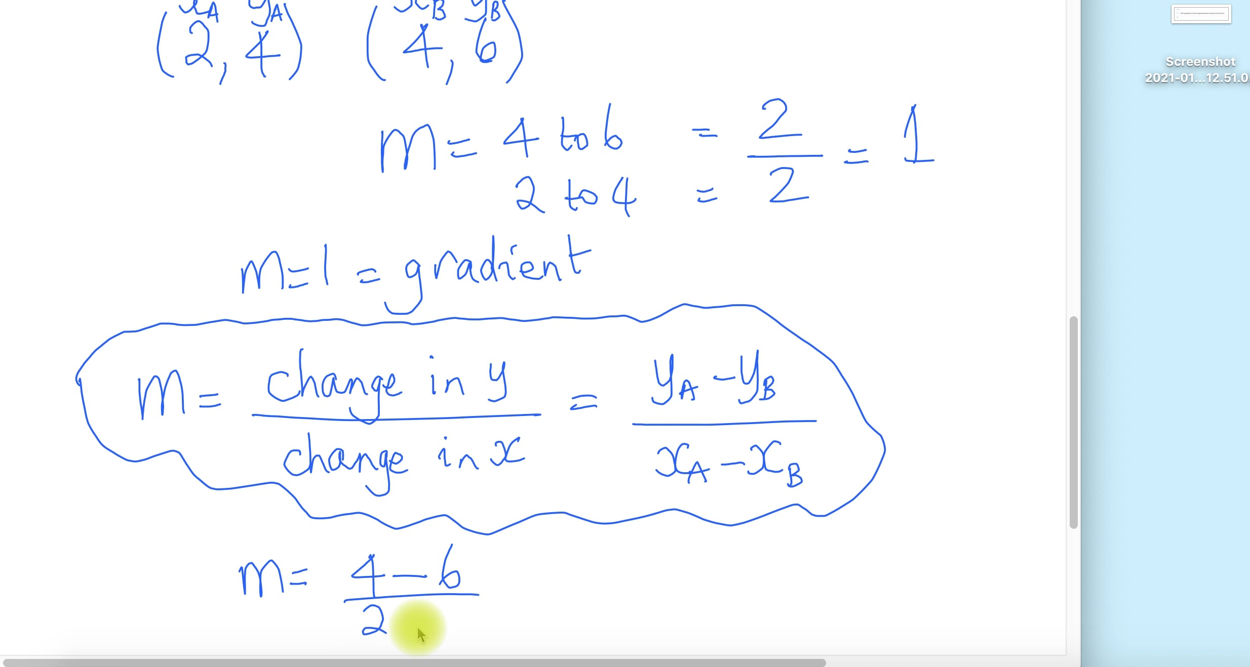 Calculate gradient of a line segment v1 on Vimeo