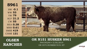 Lot #S961 - OR N151 HUSKER S961