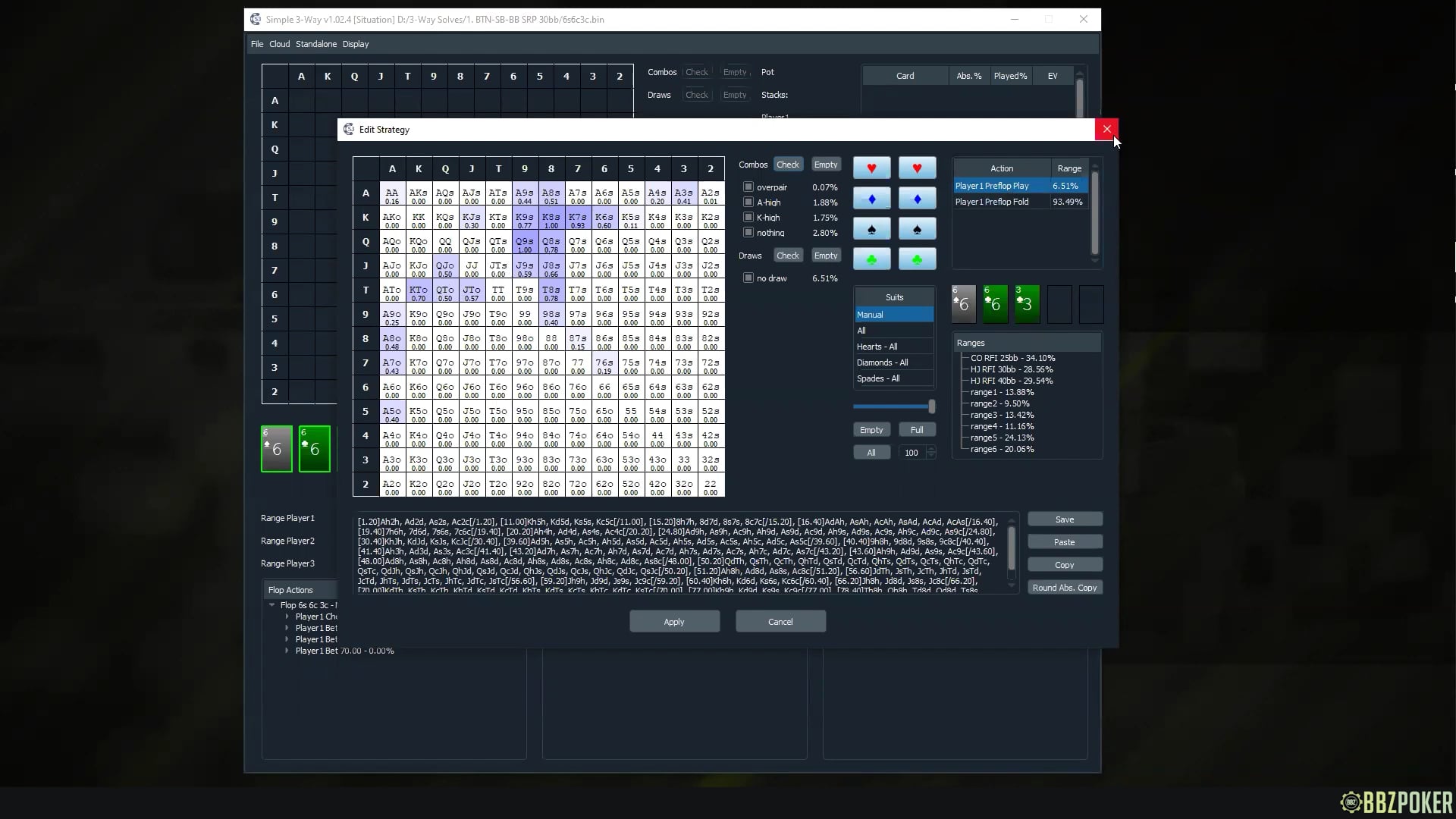 Simple 3way 30bb/50bb Turn/River (663ss / 654)