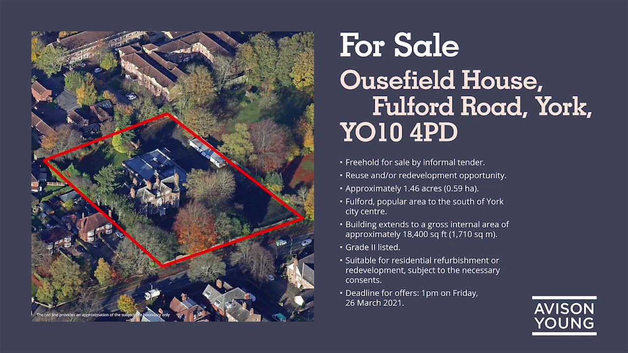 For Sale Ousefield House, Fulford Road, York on Vimeo