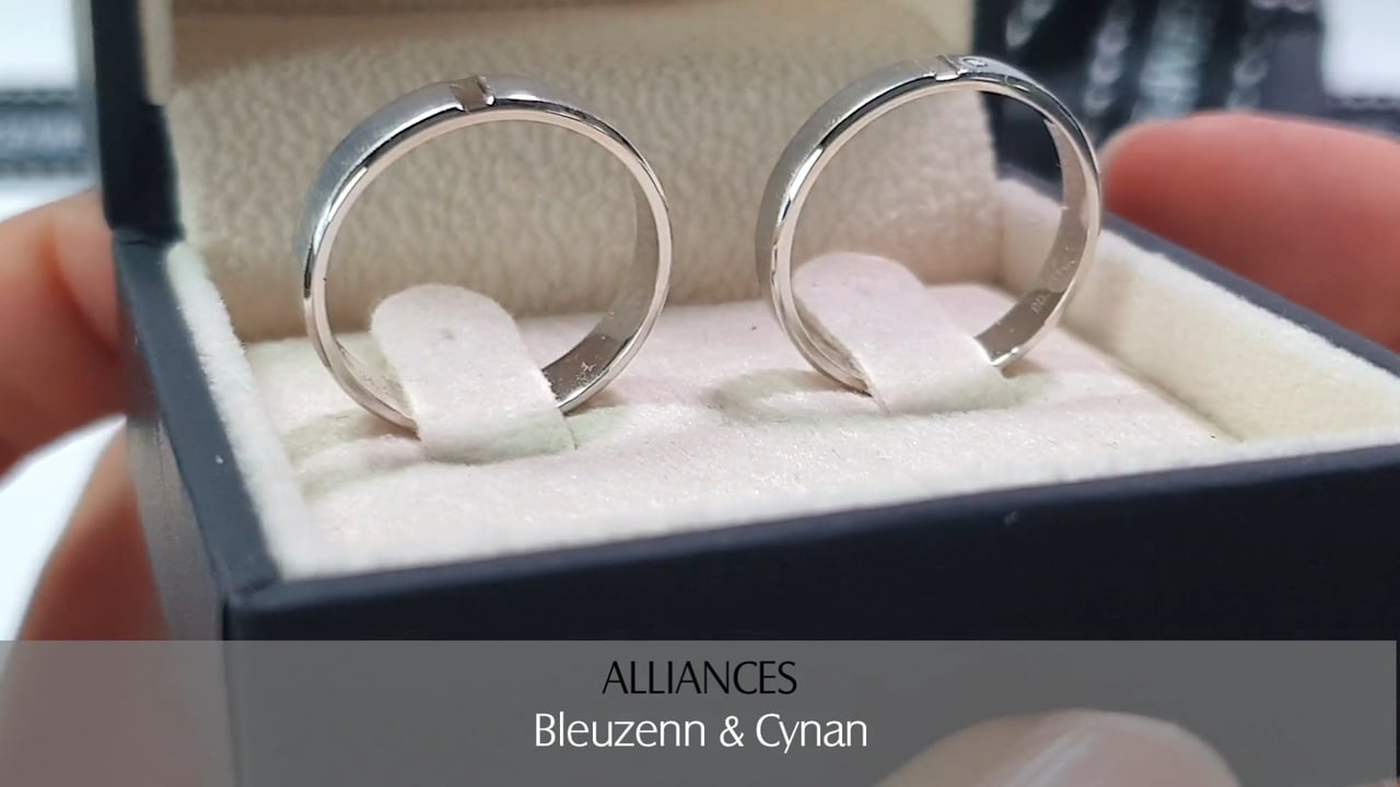 Fedi Nuziali Bleuzenn & Cynan - Oro Bianco & Diamante | Gemperles