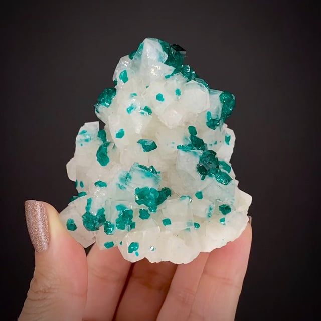 Dioptase on and included within Calcite