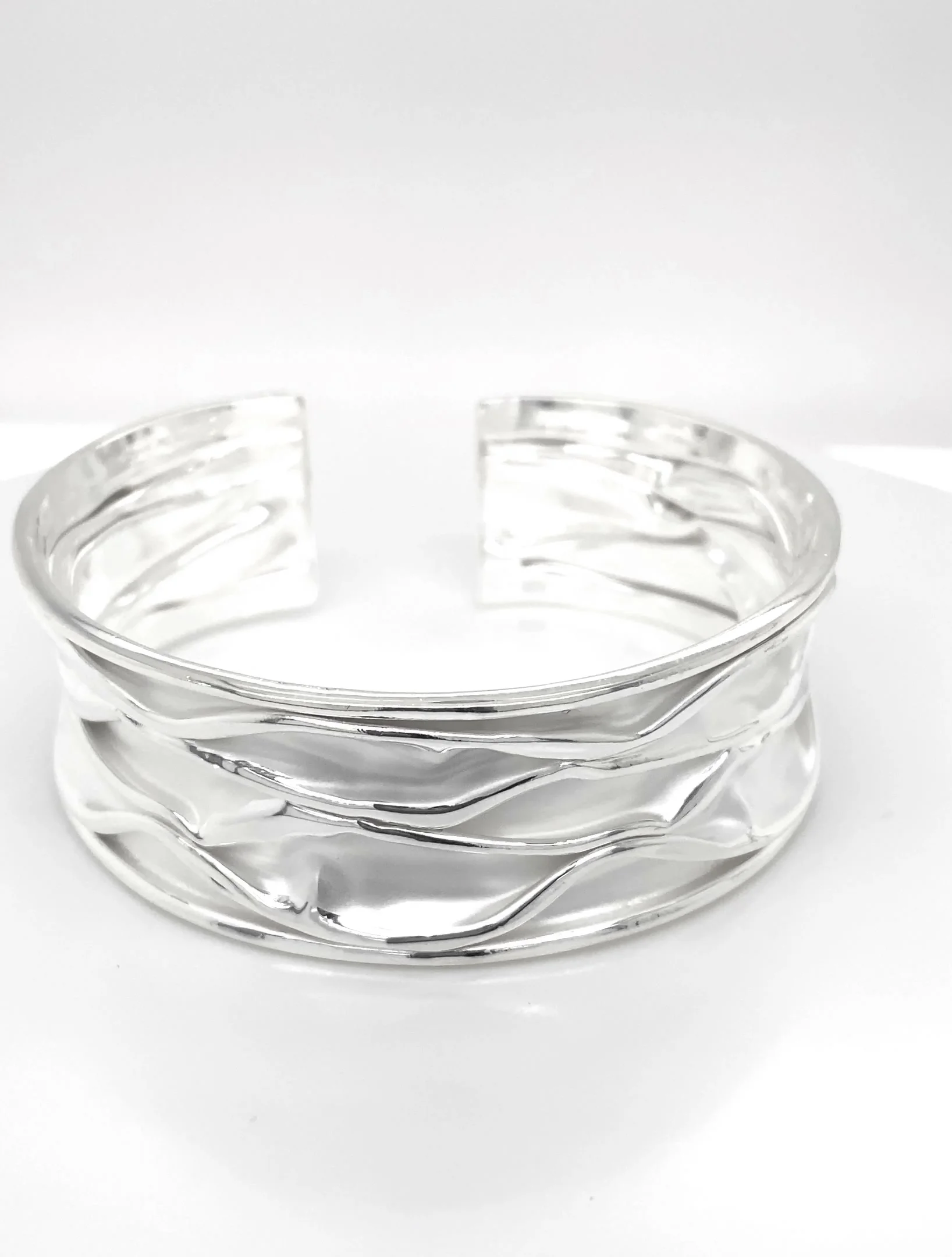 Waves of Love Sterling Silver 22mm Wide Cuff Bangle — The Jewel Shop