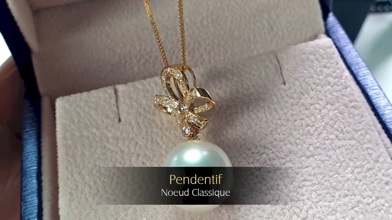 Ciondolo Nodo Classico - Oro Giallo, Diamanti & Perla dei Mari del Sud | Gemperles