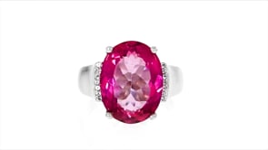 10.00 Carat Pink Topaz Ring with White Topaz Accents in Sterling Silver