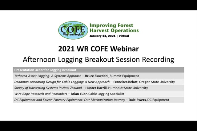 2021 WR COFE Webinar - Logging Breakout