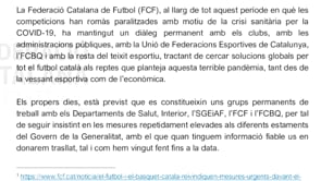 Els equips de Primera envien una carta a la FCF. Què demanen?