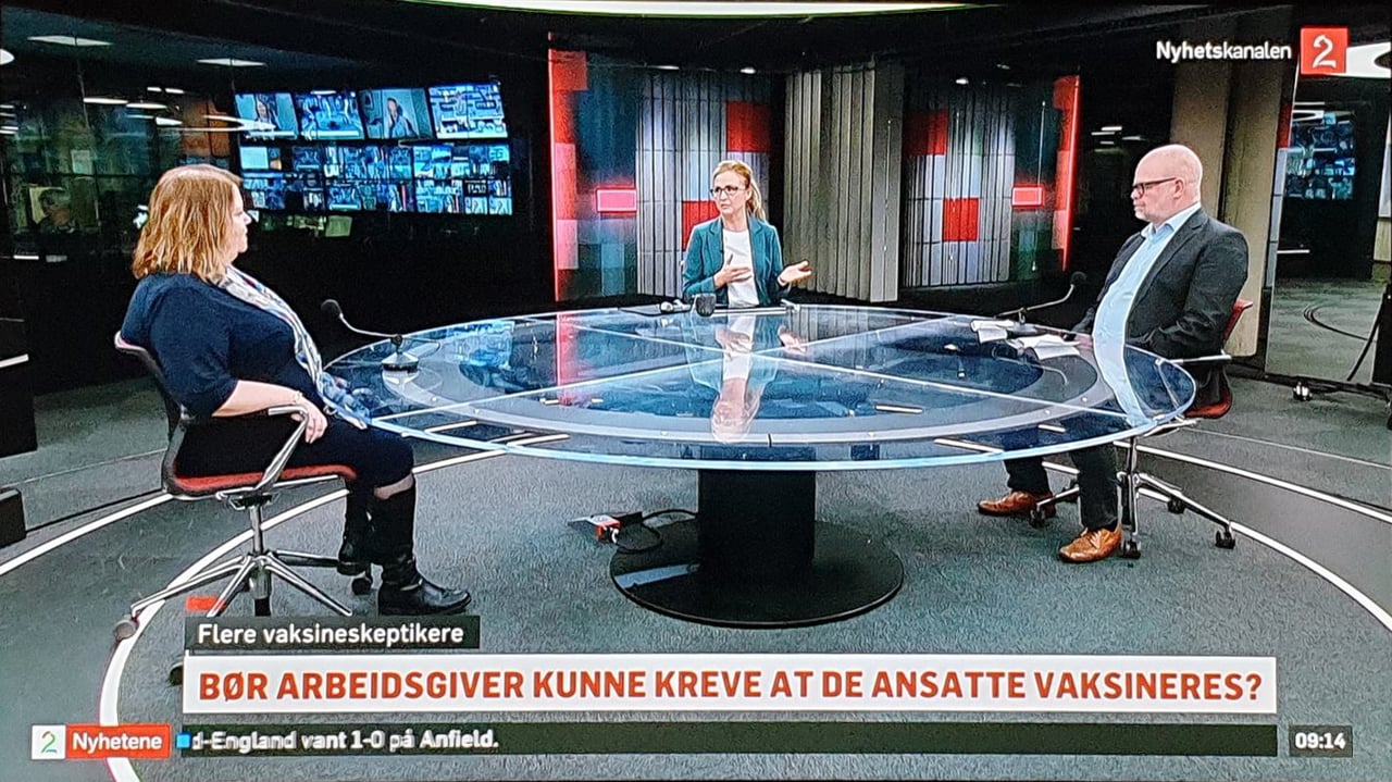 TV2 Nyhetskanalen: Bør arbeidsgivere reve at de ansatte vaksineres?