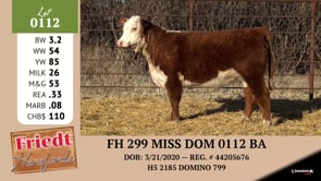 Lot #0112 - FH 299 MISS DOM 0112 BA