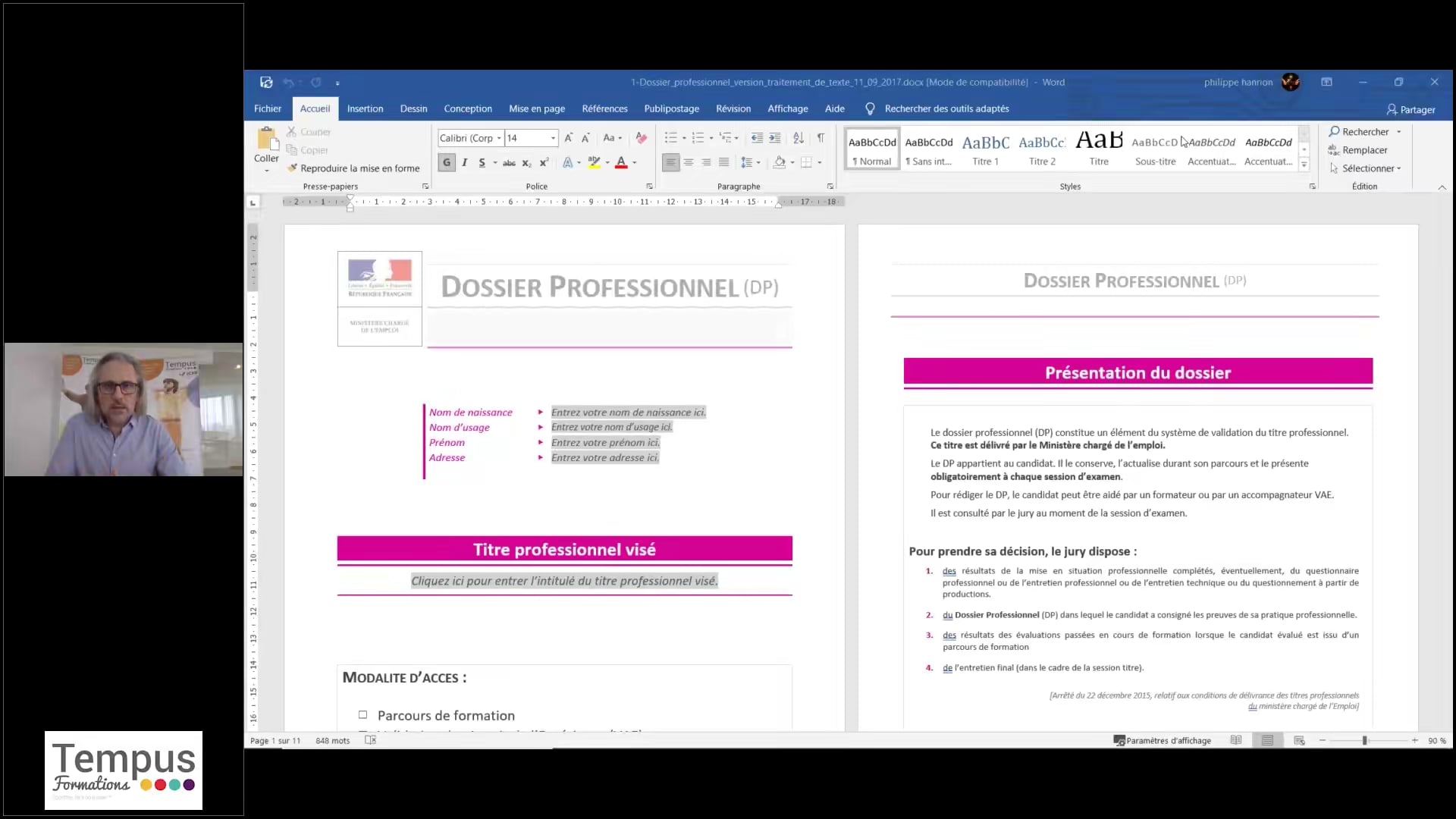 Dossier Professionnel Exemple Rempli Gratuit Cip Guide Complet - Sophie