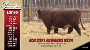 Lot #60 - ECR 3371 REWARDS 9234