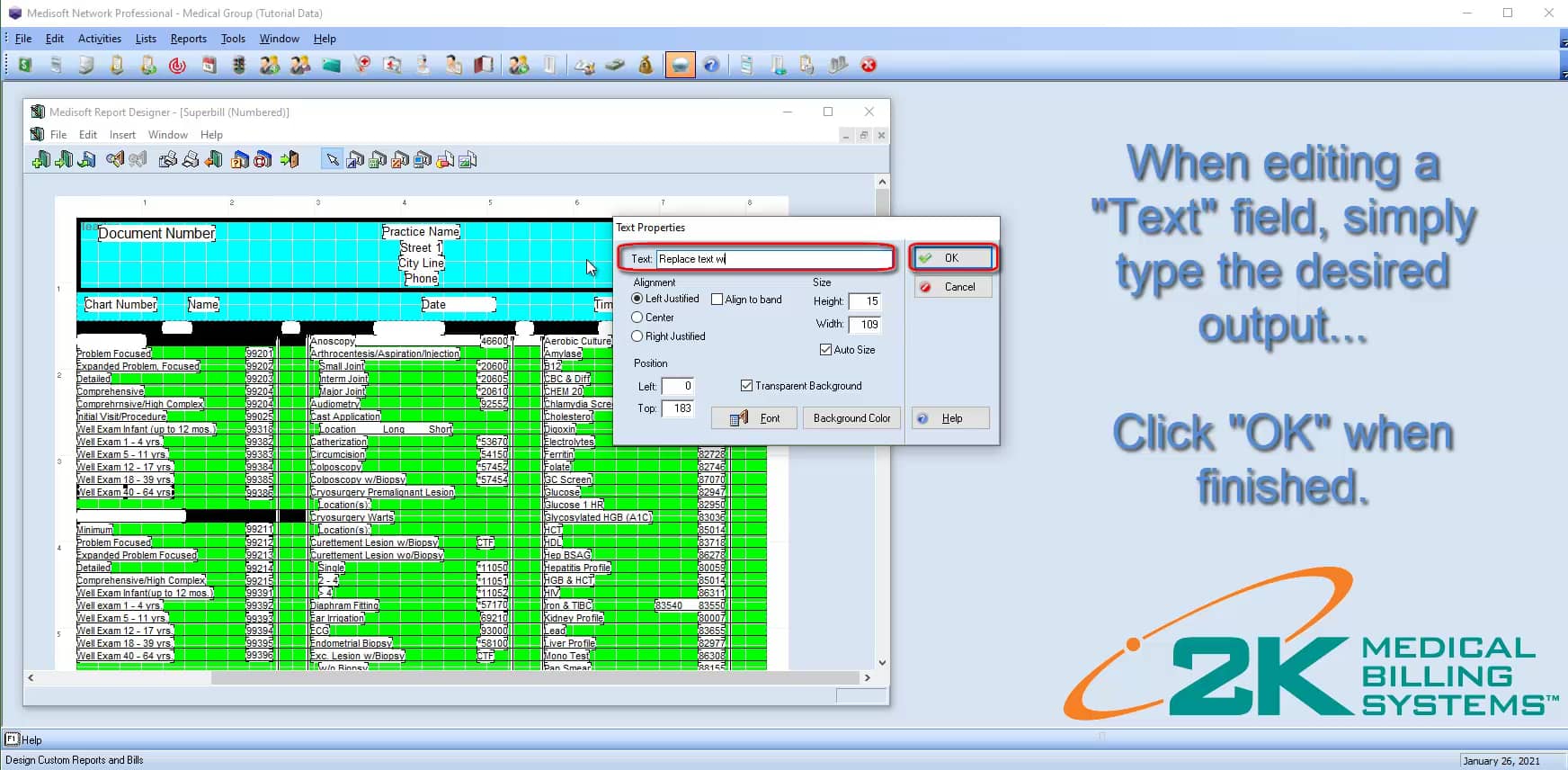 Printing and modifying superbills in medisoft on vimeo