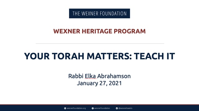 Your Torah Matters: Teach It