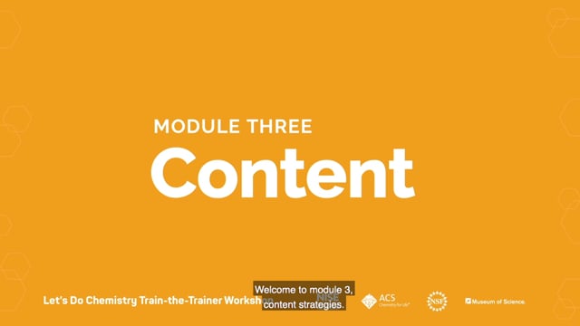 [Captioned] Let’s Do Chemistry Train-the-Trainer Workshop - Module 3: Content Strategies video