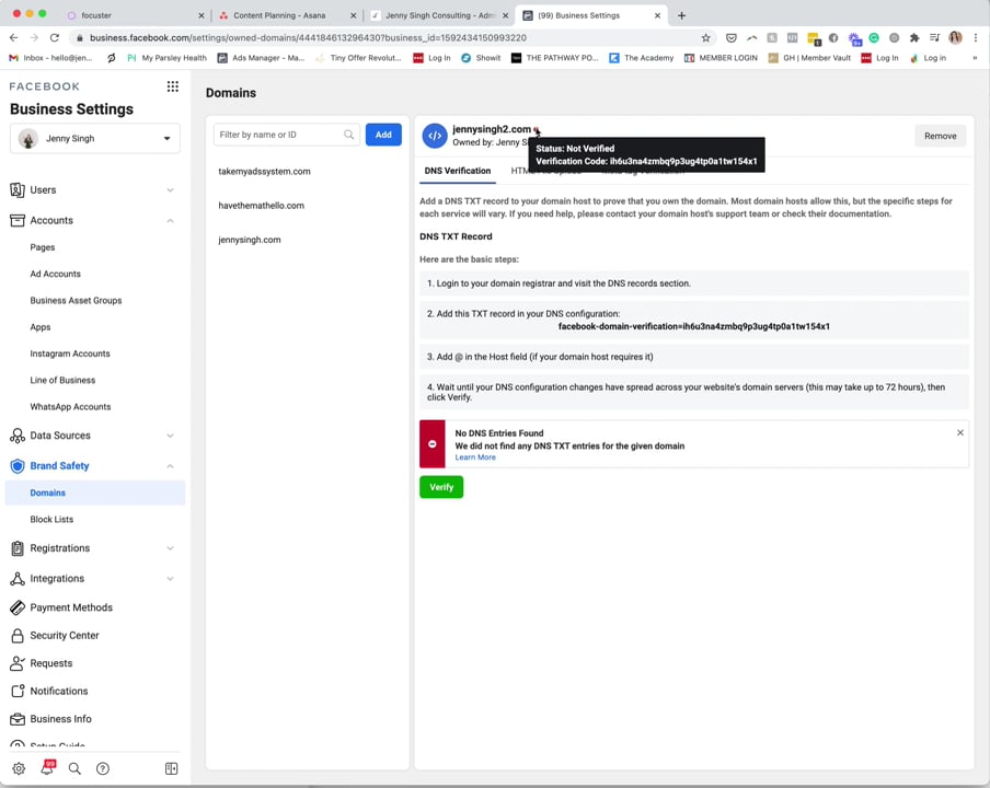 Domain Verification on Vimeo