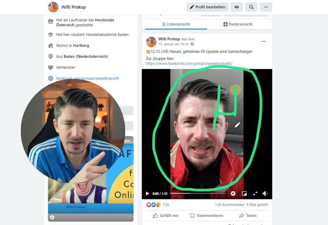 Erfahrung: Ankündigung LIVE oder per Text Posting?