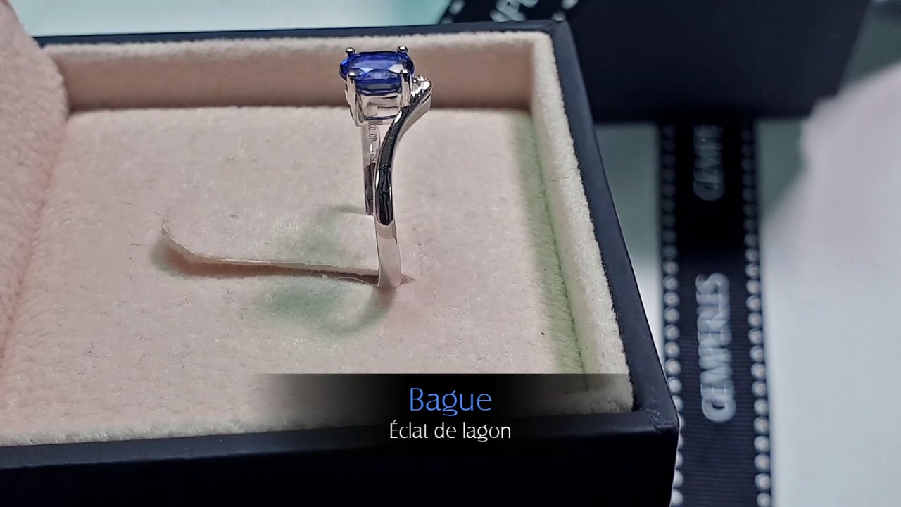 Anello Éclat de Lagon - Oro Bianco, Diamanti & Zaffiro | Gemperles