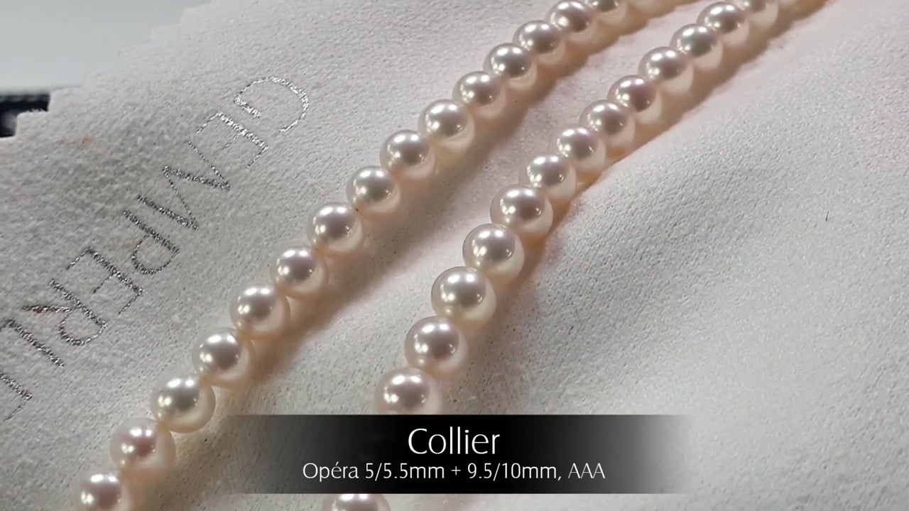 Collana Opéra - Perle d'Acqua Dolce 5/5.5mm + 9.5/10mm, AAA | Gemperles