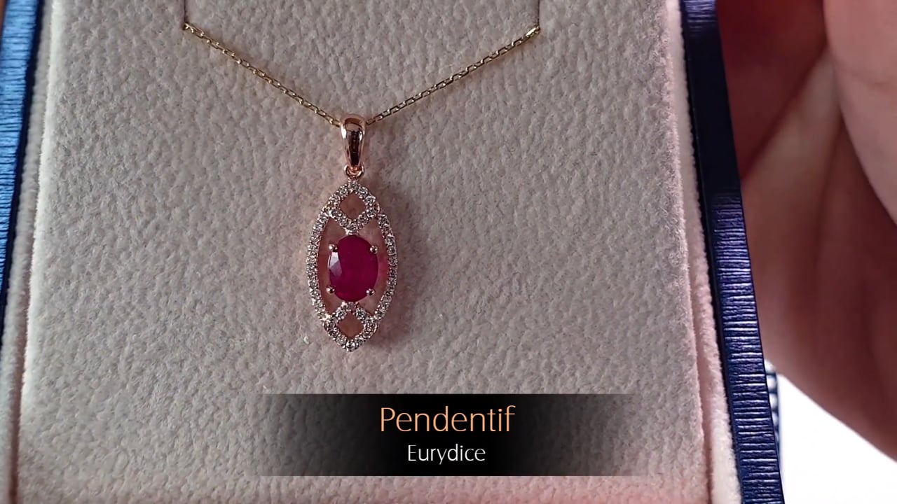 Pendentif Eurydice - Or Rose, Diamants & Rubis | Gemperles