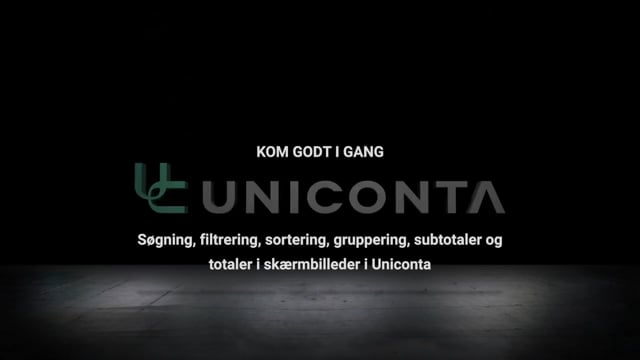 Søgning, filtrering, sortering, gruppering, subtotaler og totaler i skærmbilleder i Uniconta