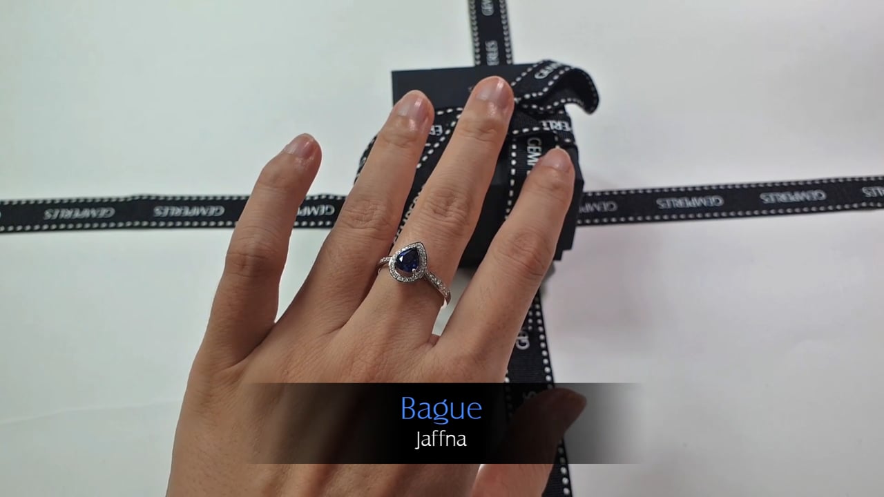 Bague Jaffna - Or Blanc, Diamants & Saphir | Gemperles