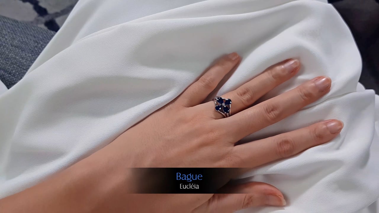 Anello Eucléia - Oro Bianco, Diamanti & Zaffiro | Gemperles