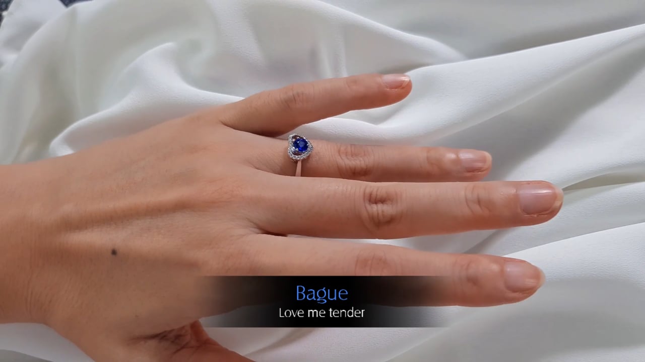 Anello Love me Tender - Oro Bianco, Diamanti & Zaffiro | Gemperles