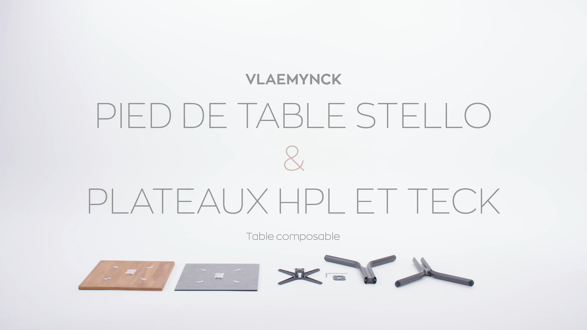 VLAEMYNCK - Pied STELLO, Plateau Teck Lamellé Collé et Strati-Compact 70X70  - FR