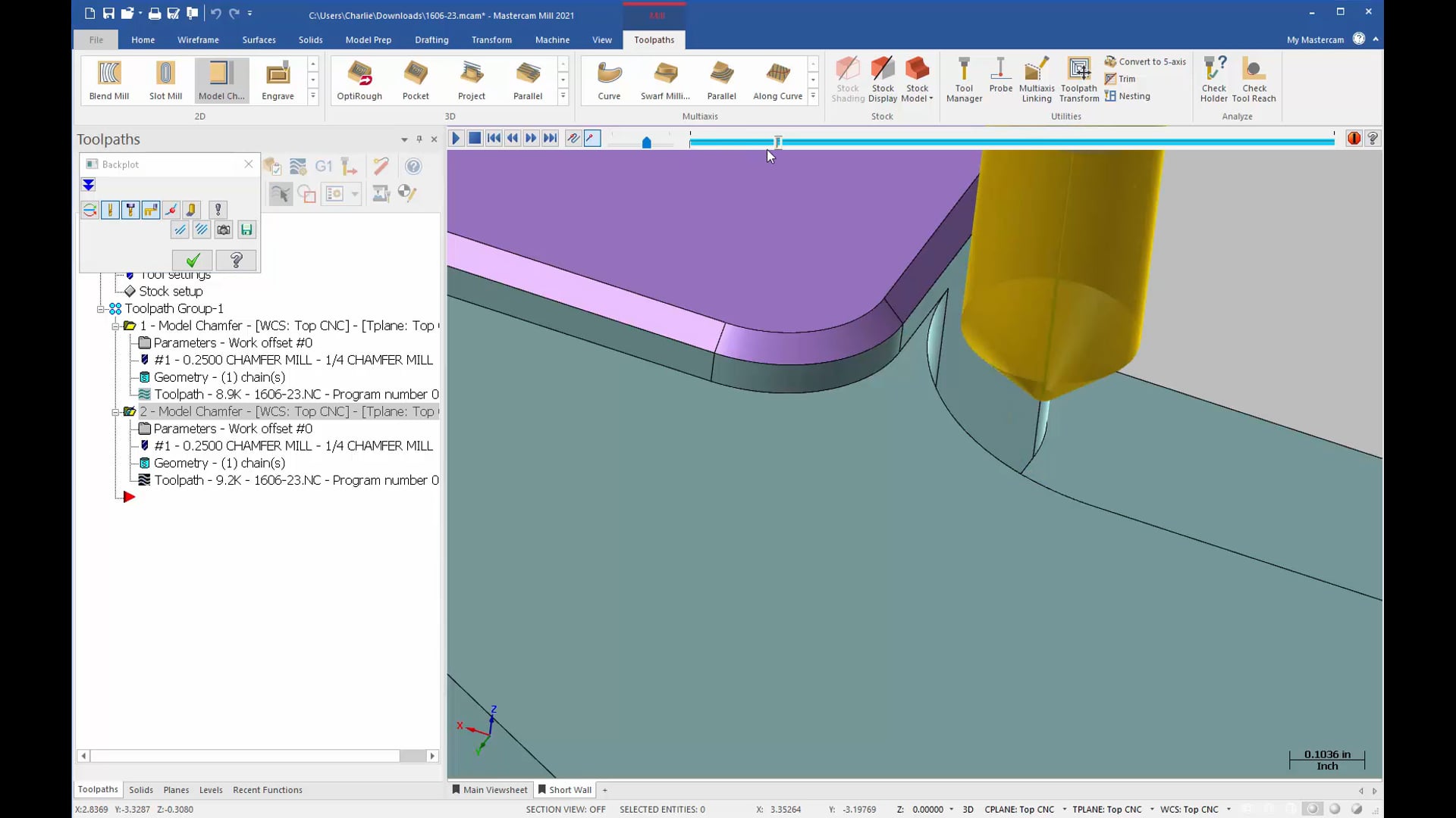 2D Model Chamfer Toolpath