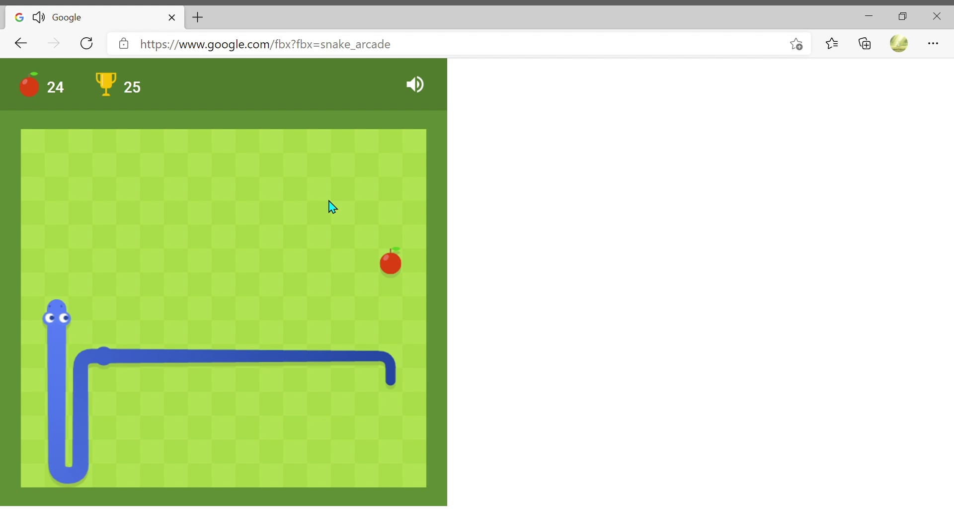 Google Snake Game - 25 Apples - 51.17