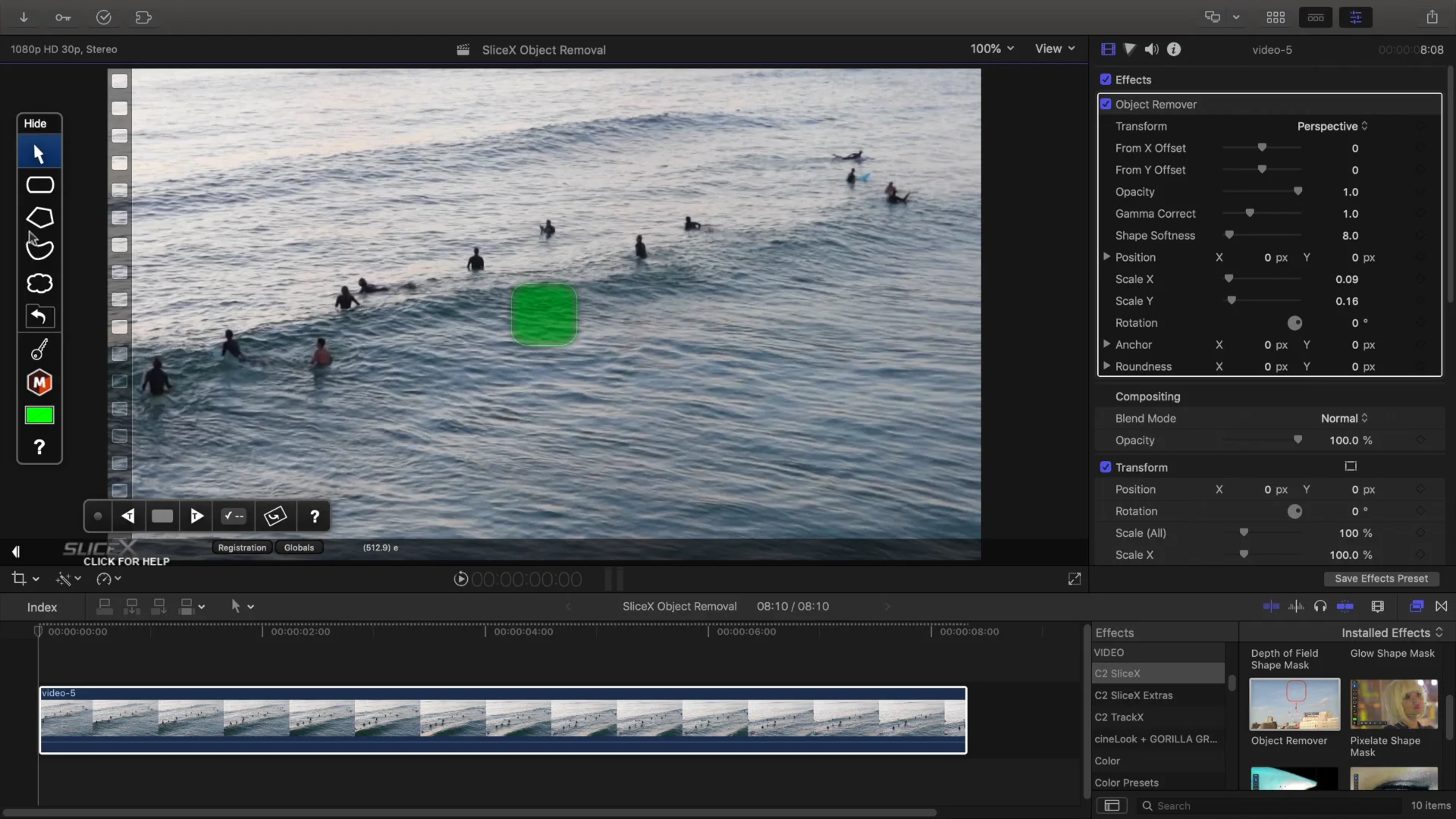 How to remove an unwanted object in a scene in FCP X using SliceX powered by mocha  