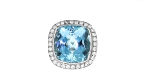 C. 1950 Vintage 14.60 Carat Aquamarine Ring with 1.00 ct. t.w. Diamonds in Platinum