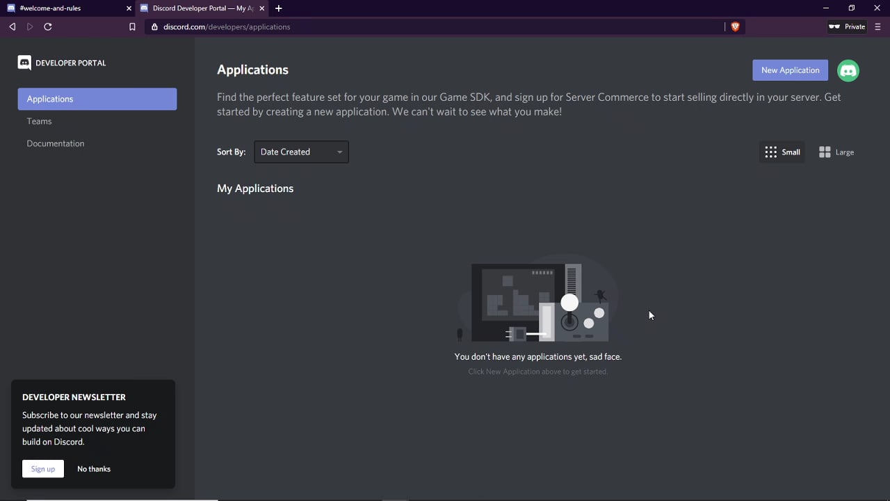 Adding a new app to Discord's developer portal on Vimeo