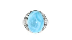 Larimar and .20 ct. t.w. White Topaz Ring in Sterling Silver