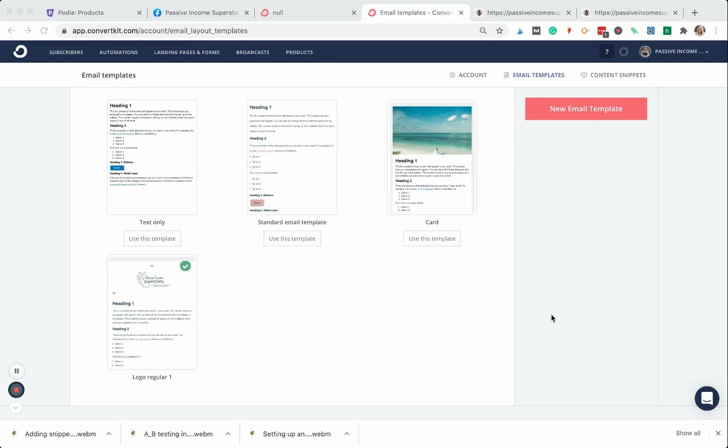 Using templates in Convertkit on Vimeo