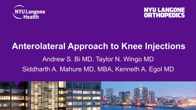 Anterolateral Approach to Knee Injections