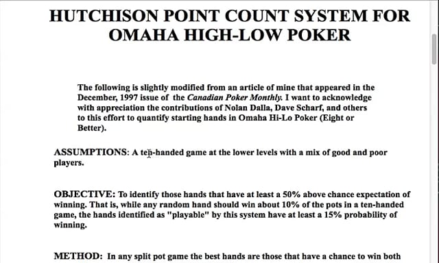 #1: Preflop hand selection and reading live lows