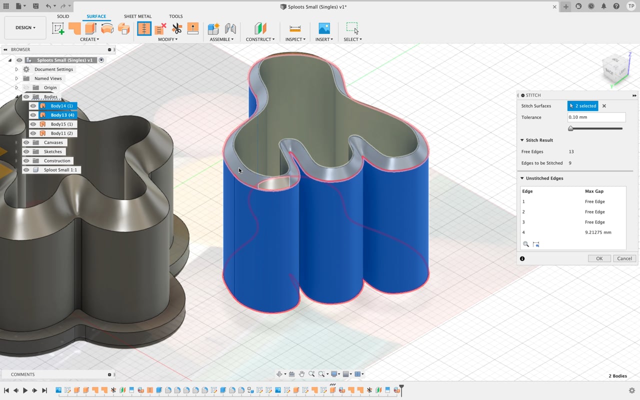Solved: Sharp edges won't stitch together - Autodesk Community