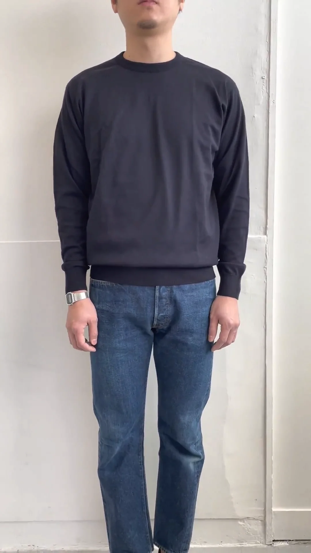 JOHN SMEDLEY(ジョンスメドレー) クルーネックニット ネイビー JOHN SMEDLEY(ジョンスメドレー) クルーネックニット ネイビー