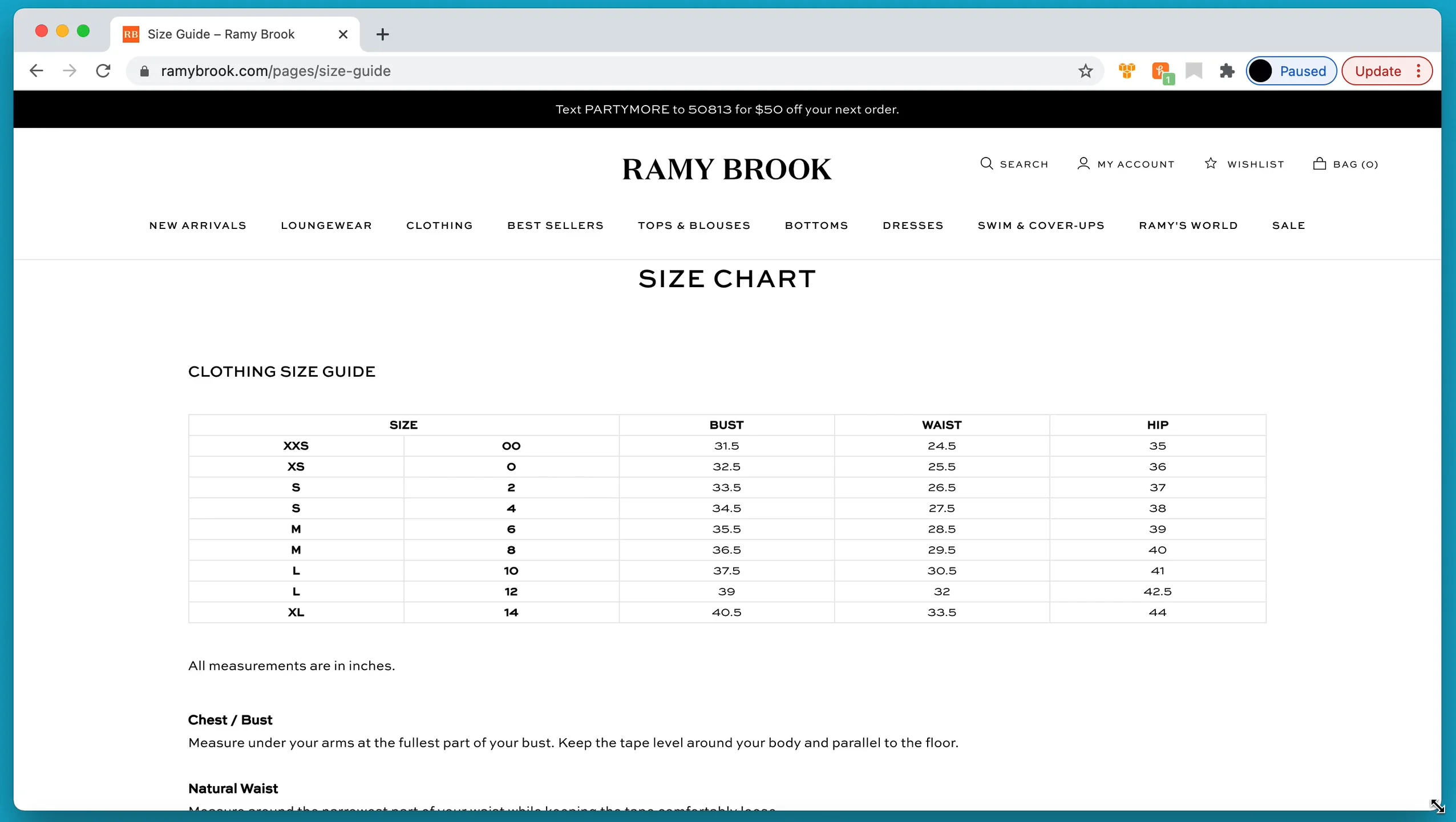 Ramy Brook Size Chart on Vimeo