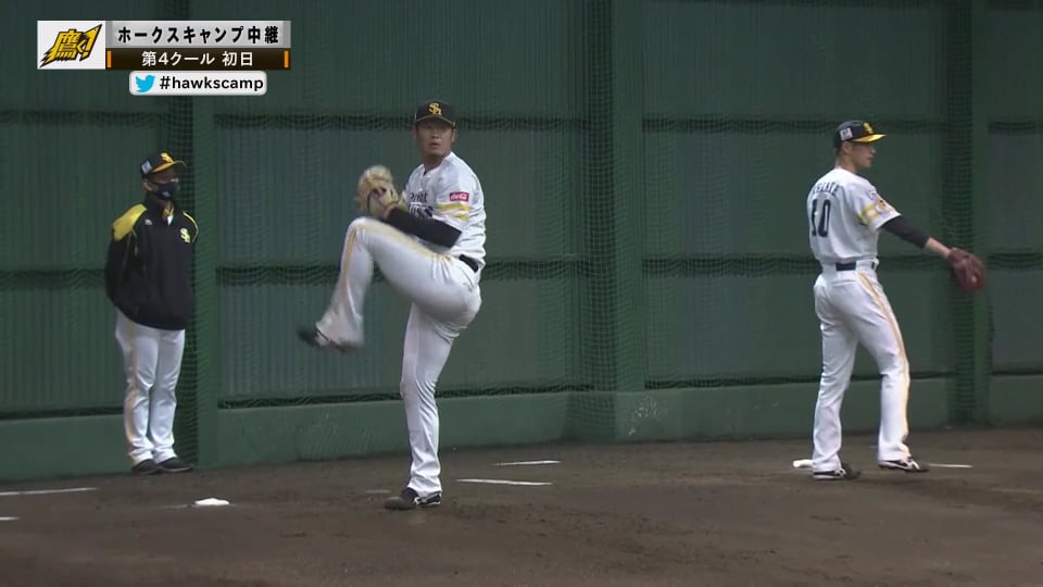【ホークス春季キャンプ】ホークスの速球派右腕・杉山がブルペン投球!! 2021/2/13