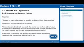 Dr ABC Approach 2.1.1 Response and Recovery - RSPCA Staff Contributors