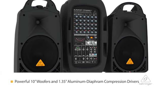 מערכת הגברה קומפקטית 8 ערוצים, מבית Behringer דגם PPA2000BT