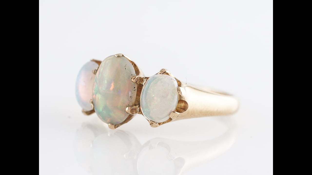 Victorian Three Stone Opal Right Hand Ring 14k – Filigree Jewelers