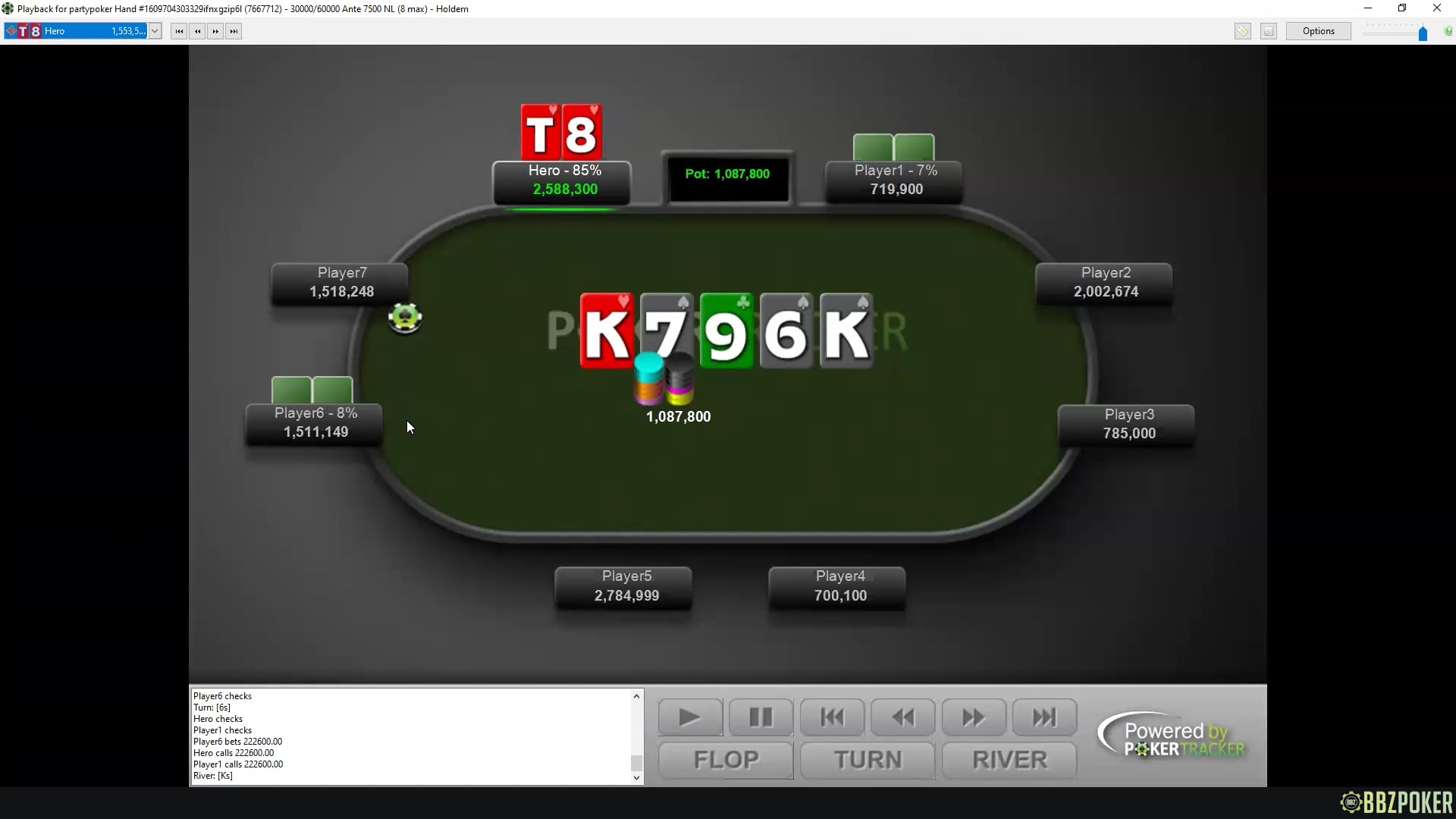 Simple 3way (K97 – A42 – Q88) + Turn/River