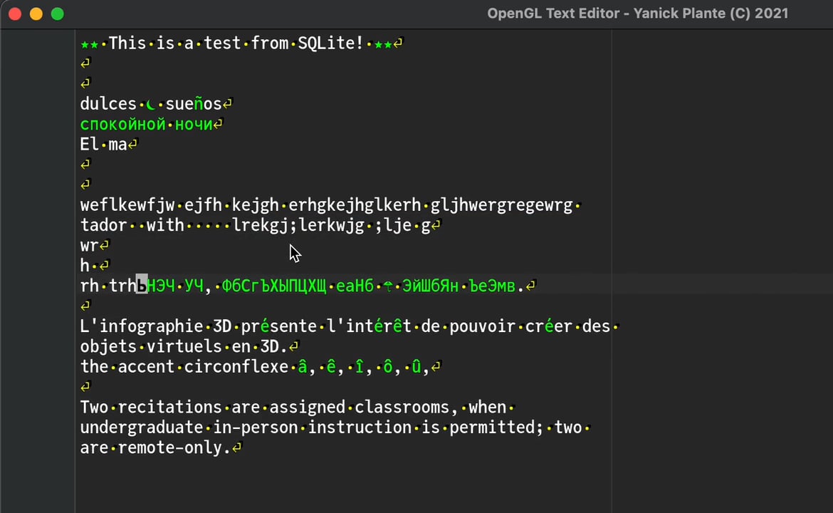 OpenGL Text Editor v0.1.62b on Vimeo