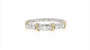 25 ct. t.w. Diamond and X Station Ring in 14kt Two-Tone Gold