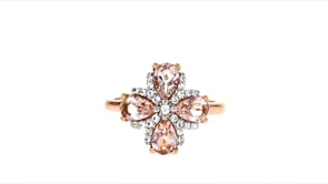 1.40. ct. t.w. Morganite and .10 ct. t.w. White Topaz Ring in 18kt Rose Gold Over Sterling