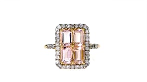 2.10 ct. t.w. Morganite and .41 ct. t.w. Diamond Frame Ring in 14kt Yellow Gold
